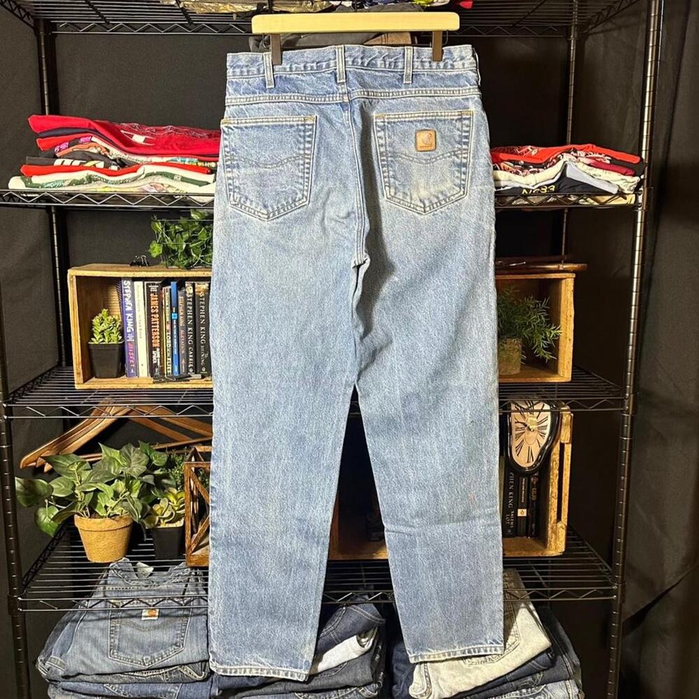 Vintage Carhartt B17 DST Relaxed Fit Jeans Blue Denim Light Wash Pants Men 36x34